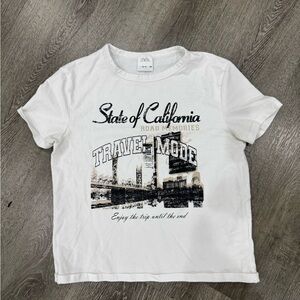 Zara White California Travel Mode Kids Tee